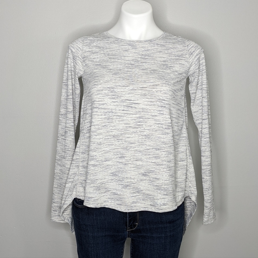 Zyia heathered grey open split back long sleeve top S